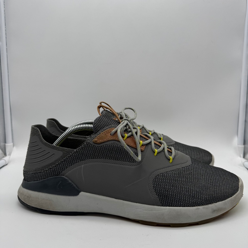 Olukai Nihoa Li Mens 12 Charcoal Grey Mesh Athletic Sneakers 10494-2526‎